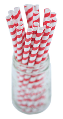 Boba Tea Paper Straw Wrapped 10inch - 10mm Standard Size (2250 Count) - Red Stripe