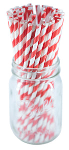 Jumbo Paper Straw Wrapped 7.75" - 6mm Standard Size (5000 Count) - Red Stripe
