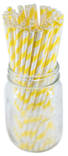 Load image into Gallery viewer, Jumbo Paper Straw Wrapped 7.75&quot; - 6mm Standard Size (500 Count) - Yellow Stripe