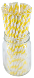 Jumbo Paper Straw Wrapped 10" - 6mm Standard Size (500 Count) - Yellow Stripe