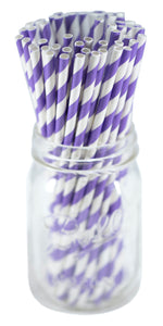 Jumbo Paper Straw Wrapped 7.75" - 6mm Standard Size (5000 Count) - Purple Stripe