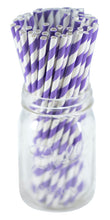 Load image into Gallery viewer, Jumbo Paper Straw Wrapped 10&quot; - 6mm Standard Size (500 Count) - Purple Stripe
