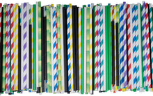 Load image into Gallery viewer, Jumbo Paper Straw Wrapped 7.75&quot; - 6mm Standard Size (5000 Count) - Yellow Stripe